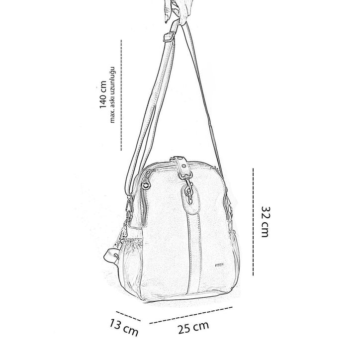 Armin Kadın Sırt Çantası ve Ayarlanabilir Askılı Omuz Çantası