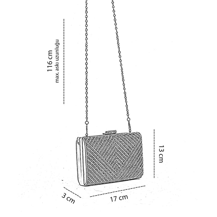 Felisa Kadın Desenli Taş İşlemeli Zincir Askılı Abiye Çanta