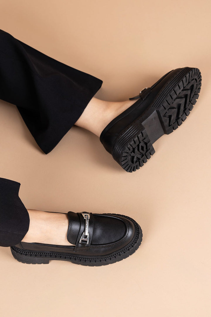 Pierre Cardin Peris Kadın Tokalı Siyah Loafer Ayakkabı PC-52431