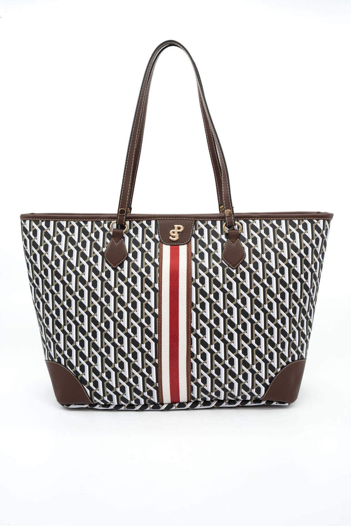 Silver & Polo SP1169 Üç Boyutlu Şeritli Kadın Omuz Shopper Çanta