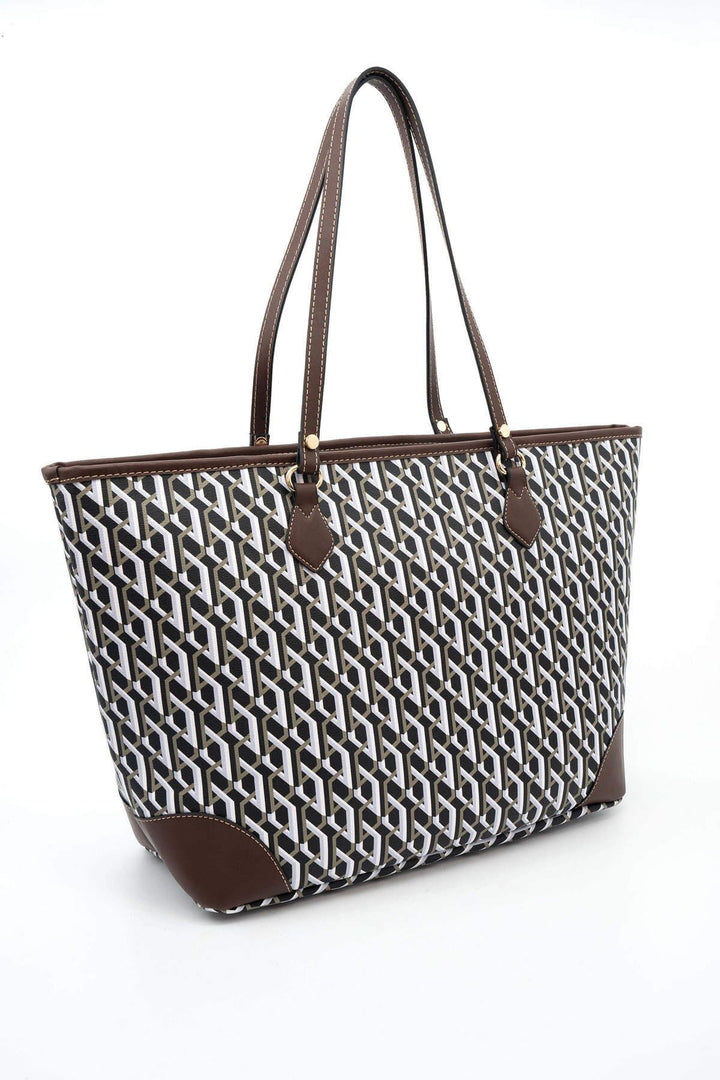 Silver & Polo SP1169 Üç Boyutlu Şeritli Kadın Omuz Shopper Çanta