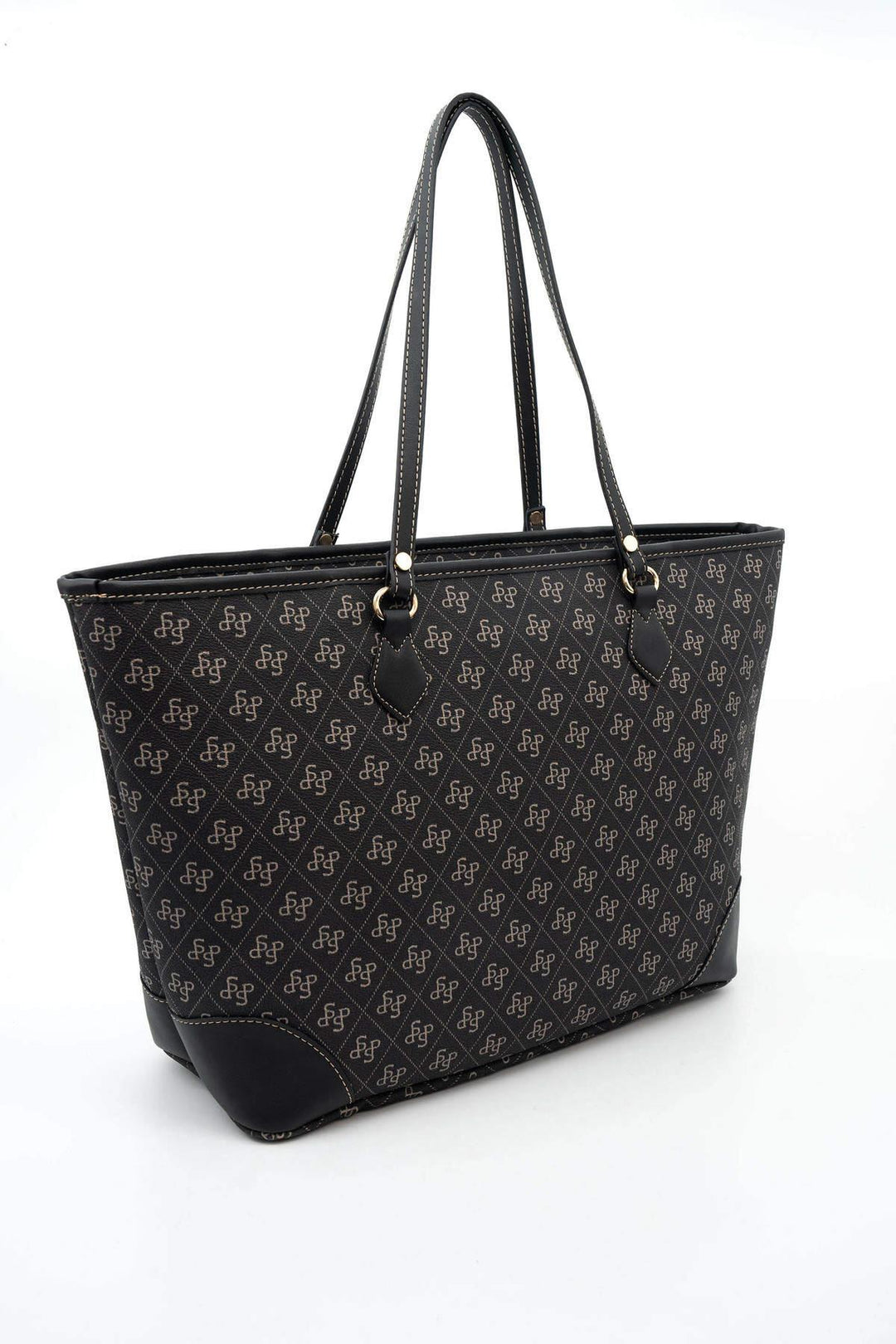 Silver & Polo SP1169 Şeritli Monogram Kadın Omuz Shopper Çanta