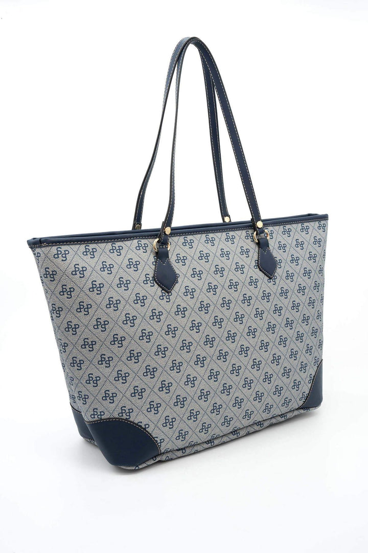 Silver & Polo SP1169 Şeritli Monogram Kadın Omuz Shopper Çanta