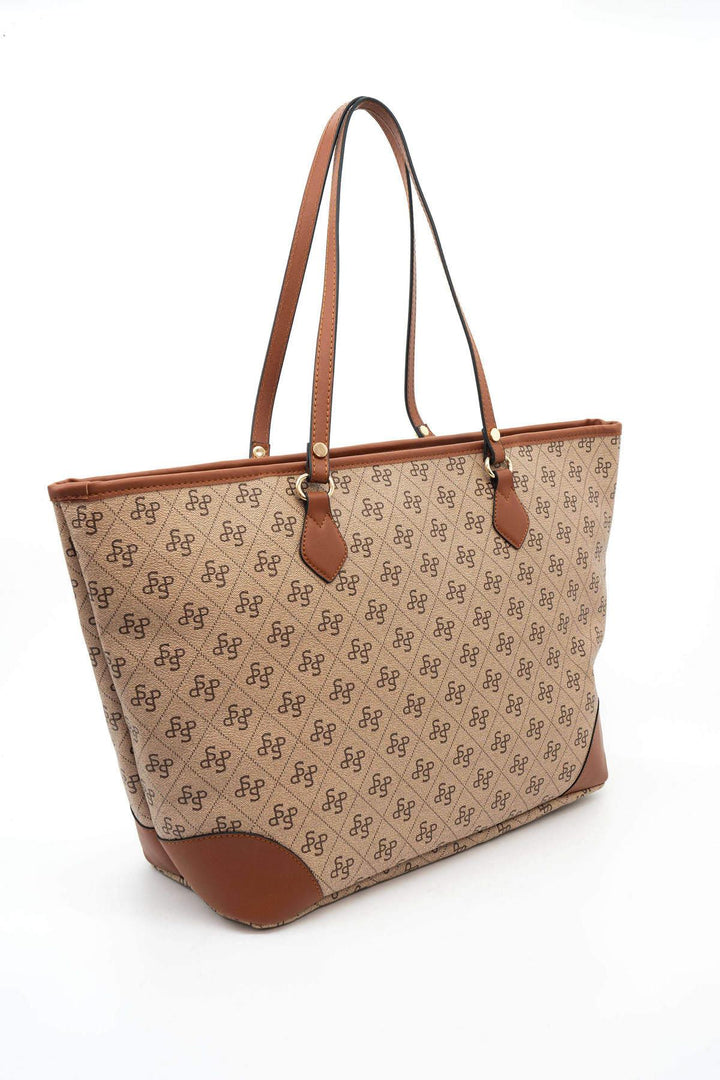 Silver & Polo SP1169 Şeritli Monogram Kadın Omuz Shopper Çanta