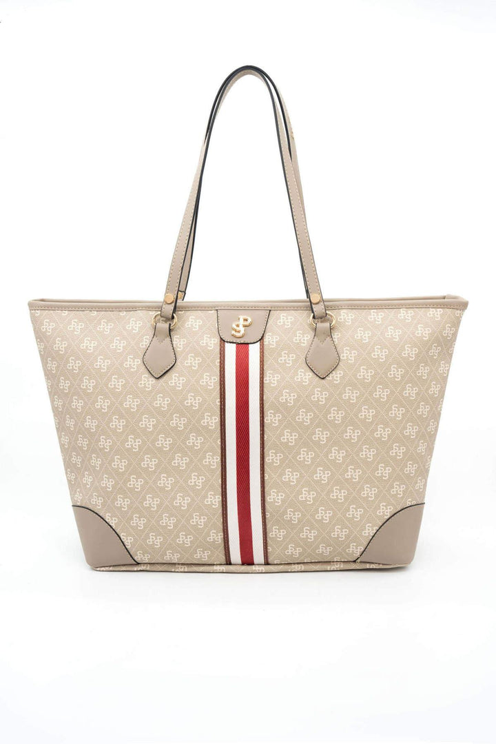 Silver & Polo SP1169 Şeritli Monogram Kadın Omuz Shopper Çanta