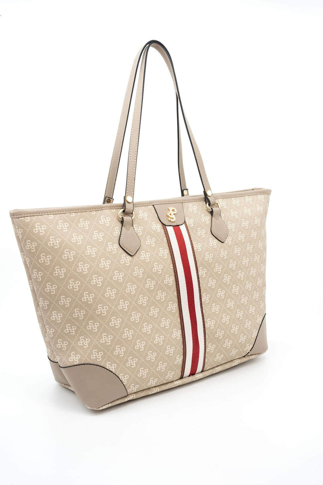 Silver & Polo SP1169 Şeritli Monogram Kadın Omuz Shopper Çanta