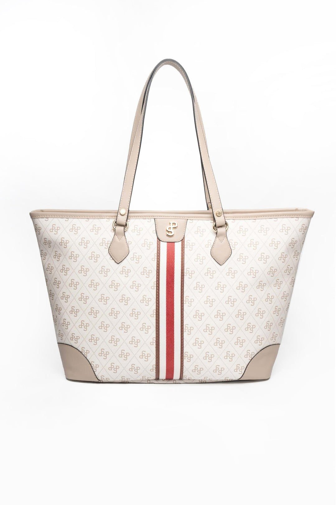 Silver & Polo SP1169 Şeritli Monogram Kadın Omuz Shopper Çanta