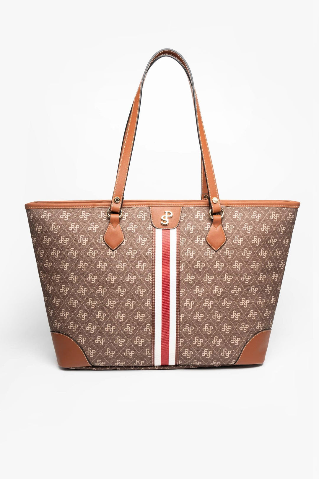 Silver & Polo SP1169 Şeritli Monogram Kadın Omuz Shopper Çanta