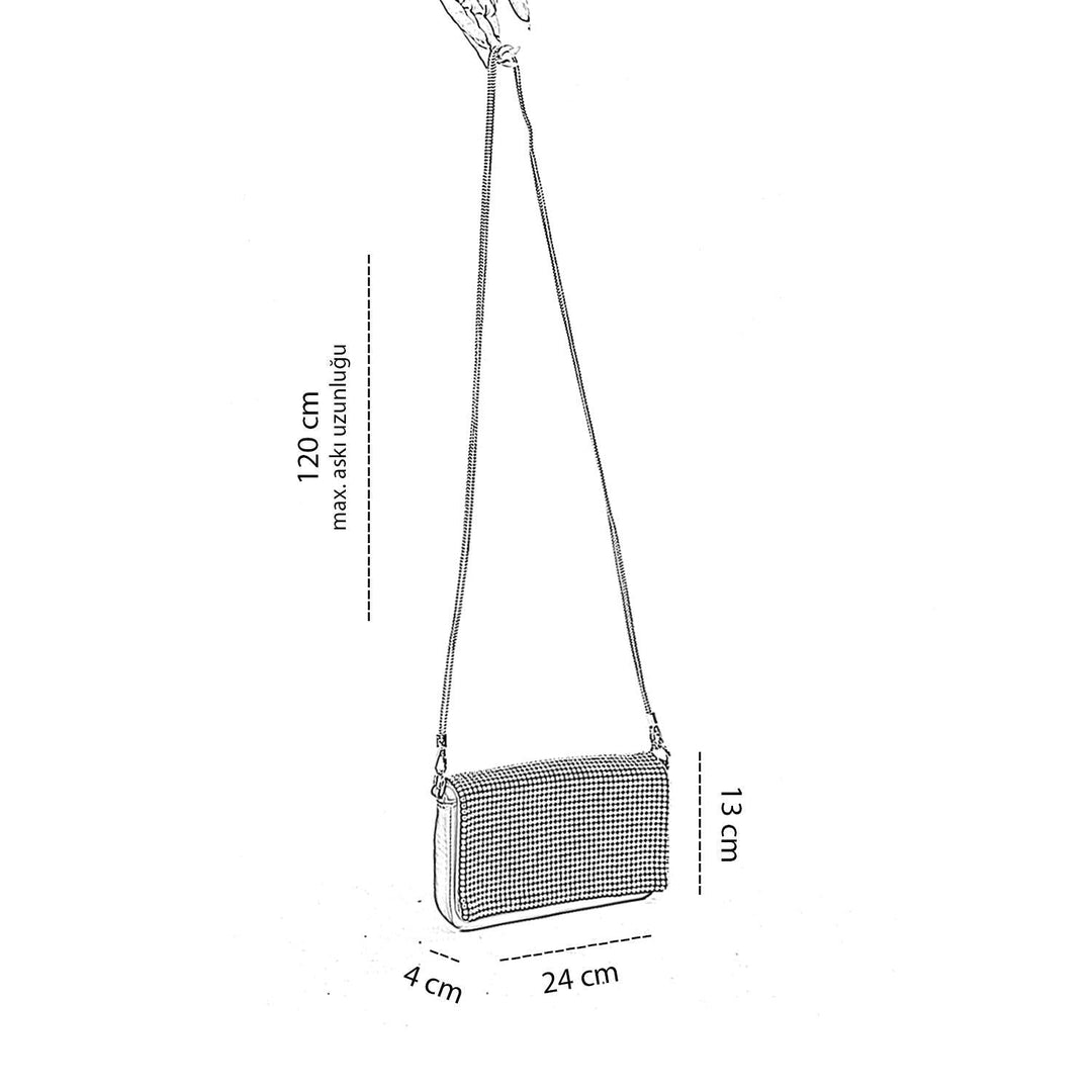 Yanuel Kadın Taş İşlemeli Zincir Askılı Abiye Çanta