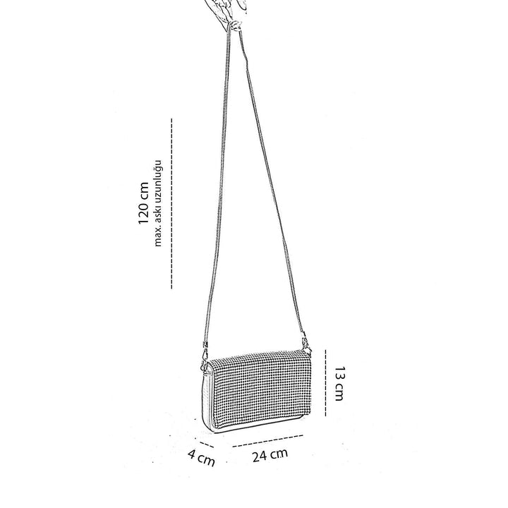 Yanuel Kadın Taş İşlemeli Zincir Askılı Abiye Çanta