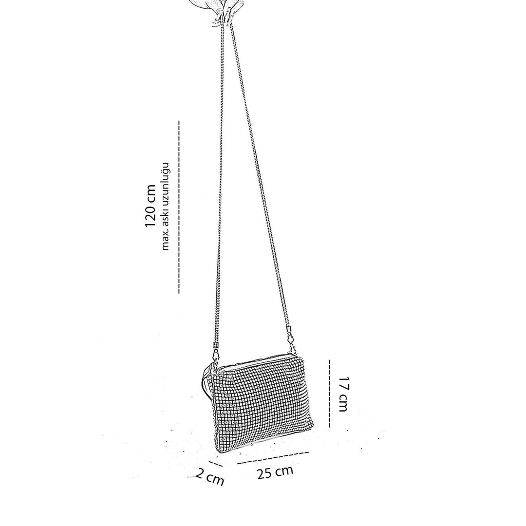 Yudel Kadın Taş İşlemeli Zincir Askılı Abiye Çanta